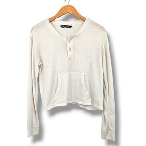 Abercrombie & Fitch Ribbed Knit Top Cropped‎ Long Sleeve Henley XS Boho